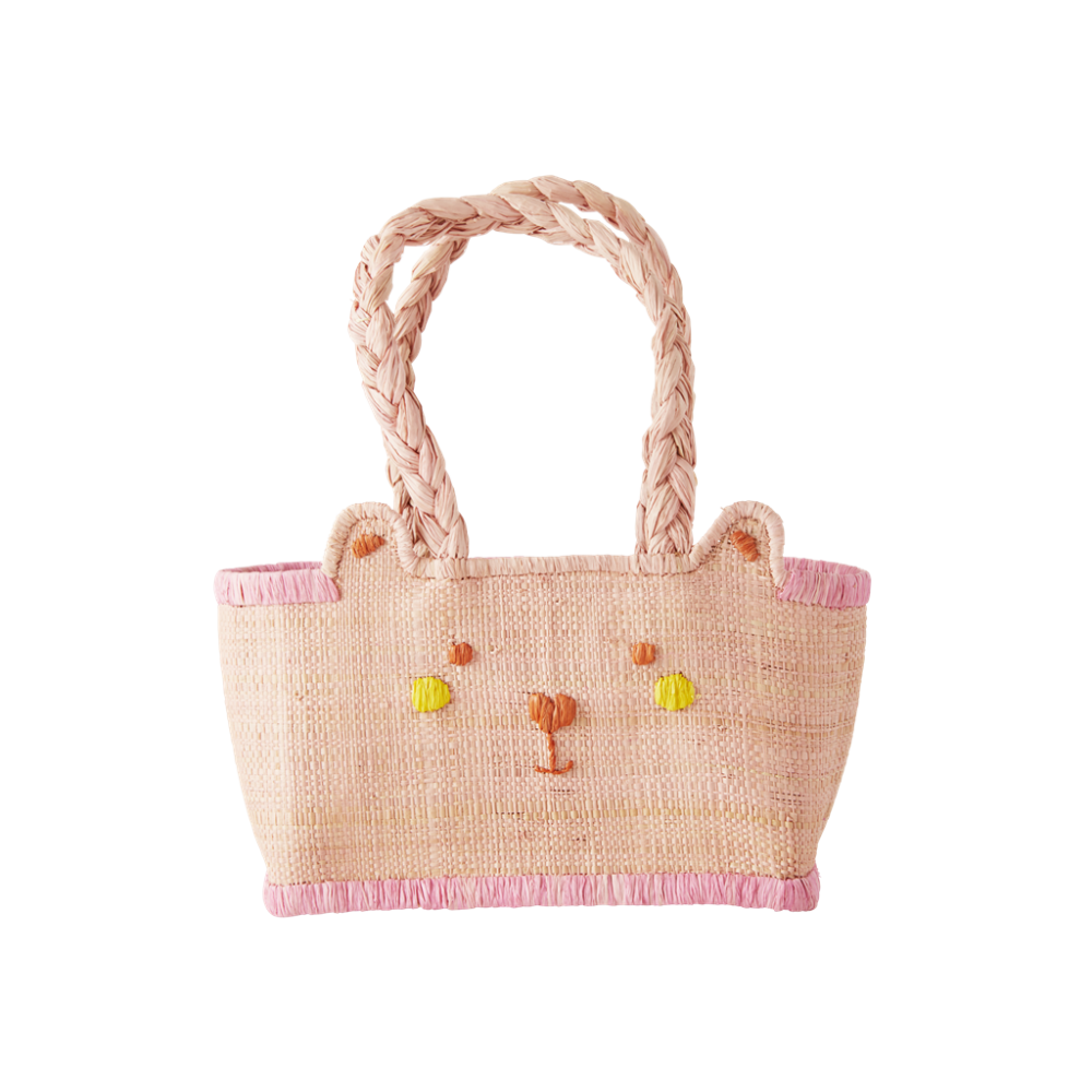 pink raffia bag